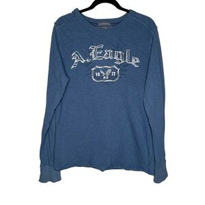American Eagle Men’s Vintage Fit Long Sleeves Blue T-Shirt Large